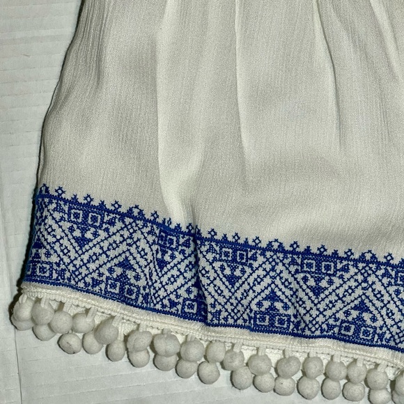 High Waist White and Blue Athletic Shorts - Picture 3 of 9